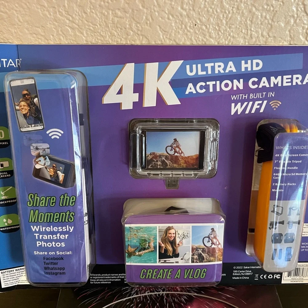 4K Ultra HD Action Camera with WiFi - Purple